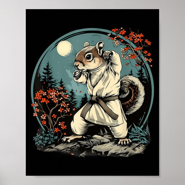 Judo Squirrel Kickboxing Moon Martial Arts Judo Poster (Front)