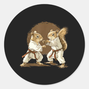 Judo Squirrel Kickboxing Taekwondo Kung Fu Martial Classic Round Sticker