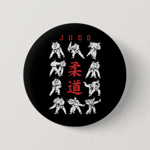 Judo Throw Sweep MMA Mixed Martial Arts Kanji Gi 6 Cm Round Badge