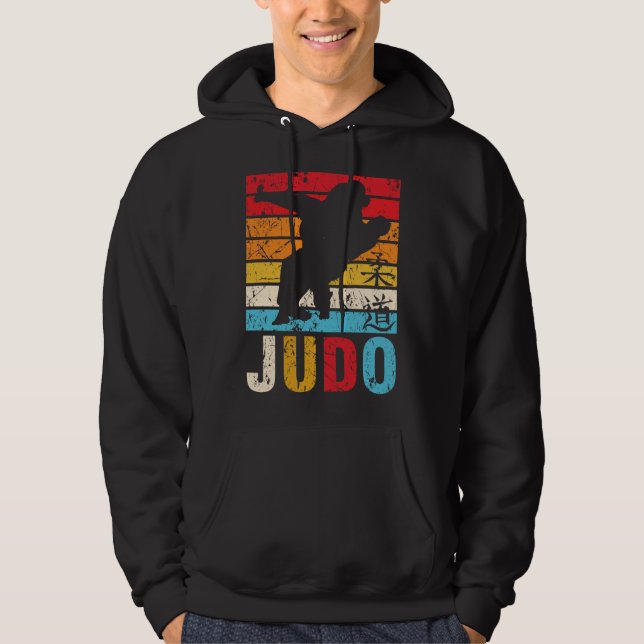 Judo Ura Nage Judoka Retro Sunset Hoodie (Front)