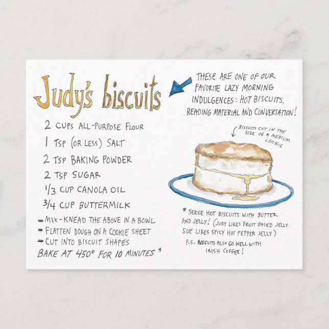 Judy's Biscuit Recipe Postcard (Front)