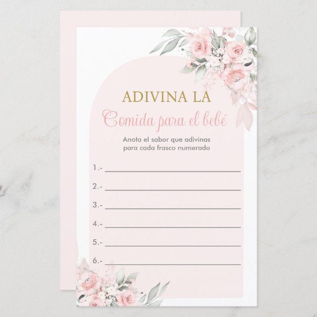 Juego para Baby Shower Adivina la comida (Front/Back)