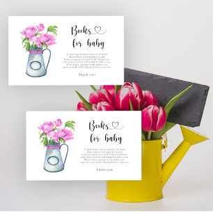 Jug of flowers baby shower books for baby enclosure card