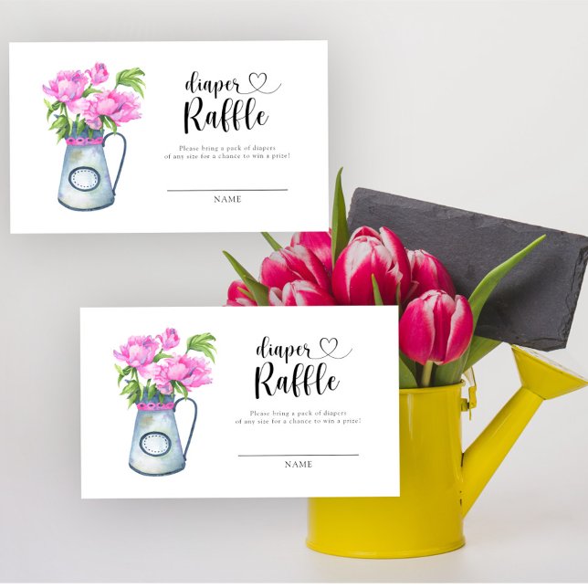 Jug of flowers baby shower diaper raffle enclosure card (Creator Uploaded)