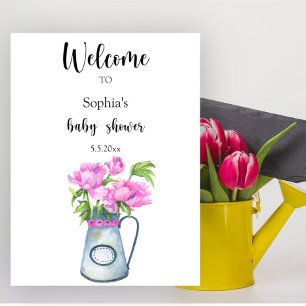 Jug of flowers Welcome to baby shower Poster