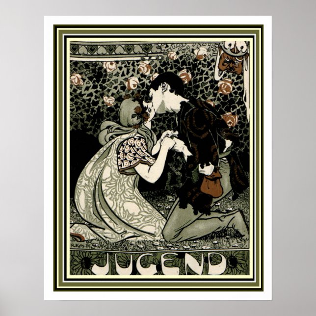 Jugend Art Nouveau  Kissing Couple 16 x 20 Poster (Front)
