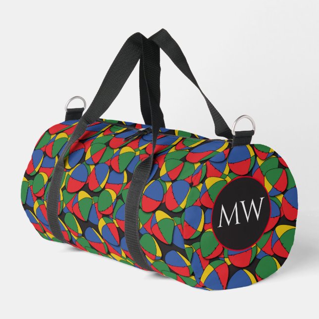 Juggler Juggling Balls Patterned Monogrammed Duffle Bag (Left Corner)