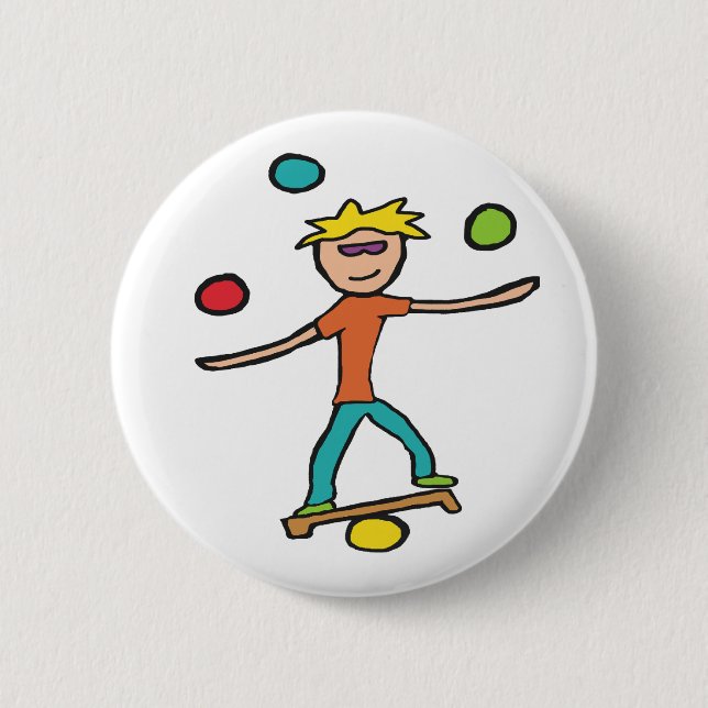 Juggling 6 Cm Round Badge (Front)