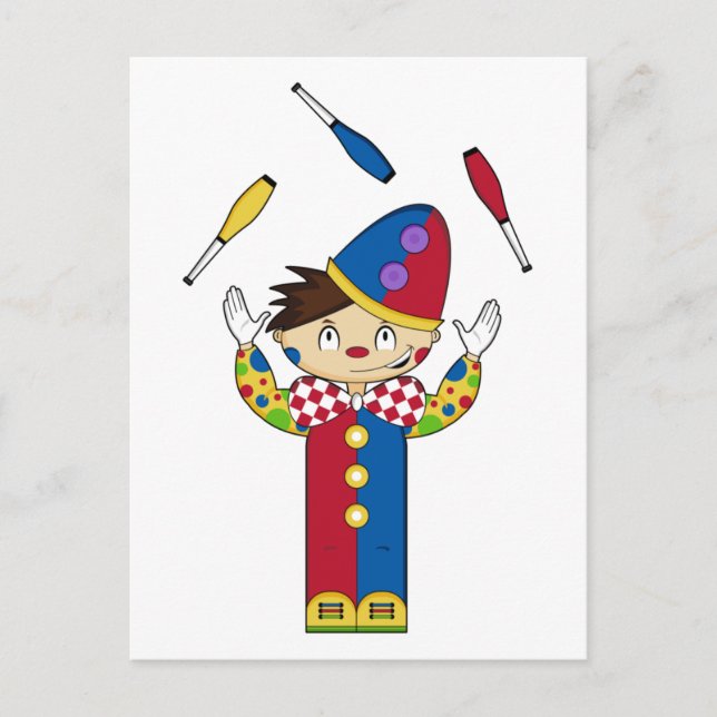 Juggling Circus Clown Postcard (Front)