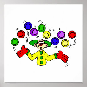 Juggling Clown with Balls Poster