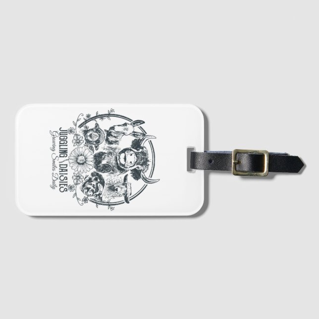 Juggling Daisies Farm Family Luggage Tag (Front Horizontal)