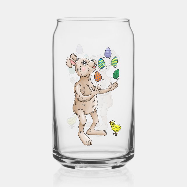 Juggling Easter Bunny Can Glass (Front)