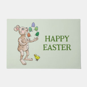 Juggling Easter Bunny Doormat