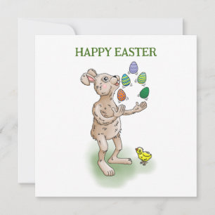 Juggling Easter Bunny Easter Card