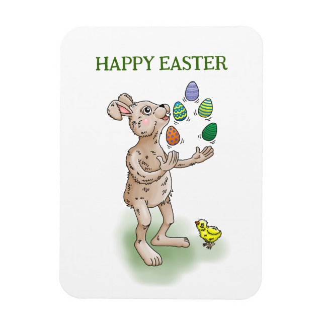Juggling Easter Bunny Magnet (Vertical)