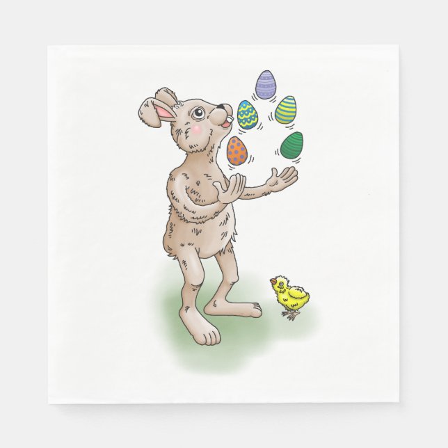 Juggling Easter Bunny Napkin (Front)