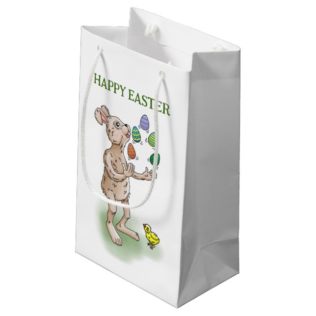 Juggling Easter Bunny Small Gift Bag (Back Angled)