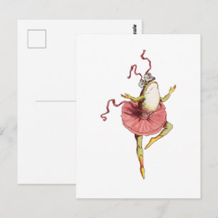 Juggling frog, vintage funny animal illustration postcard