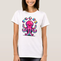 Juggling Octopus: Colorful 8-Bit Pixel Art