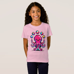 Juggling Octopus: Colorful 8-Bit Pixel Art T-Shirt