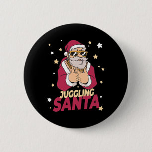 Juggling Santa Claus Christmas Holiday Juggling Ju 6 Cm Round Badge