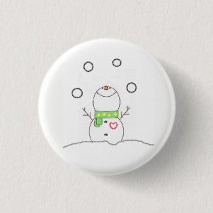 Juggling Snowman 3 Cm Round Badge