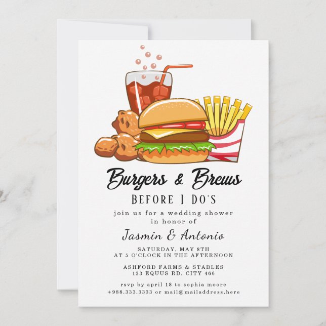 Juice and Burgers  Invitation (Front)