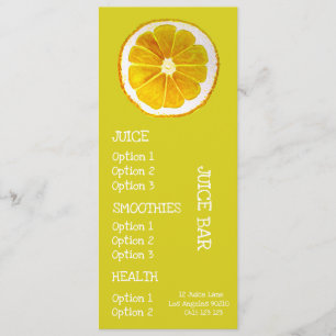 Juice health drinks menu