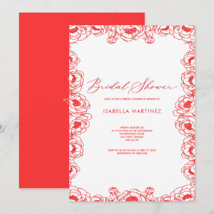 juice red simple classic elegant bridal shower invitation