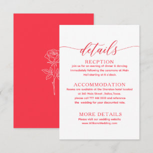 juice red simple classic wedding details card