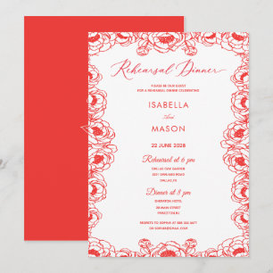 JUICIE RED FLORAL GARDEN REHEARSAL WEDDING INVITE