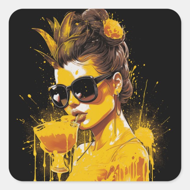 Juicified Pineapple Lady Square Sticker (Front)