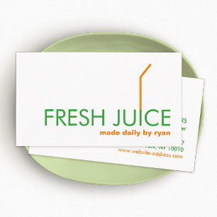 Juicing Juice Bar Company Orange Straw Logo Business Card
