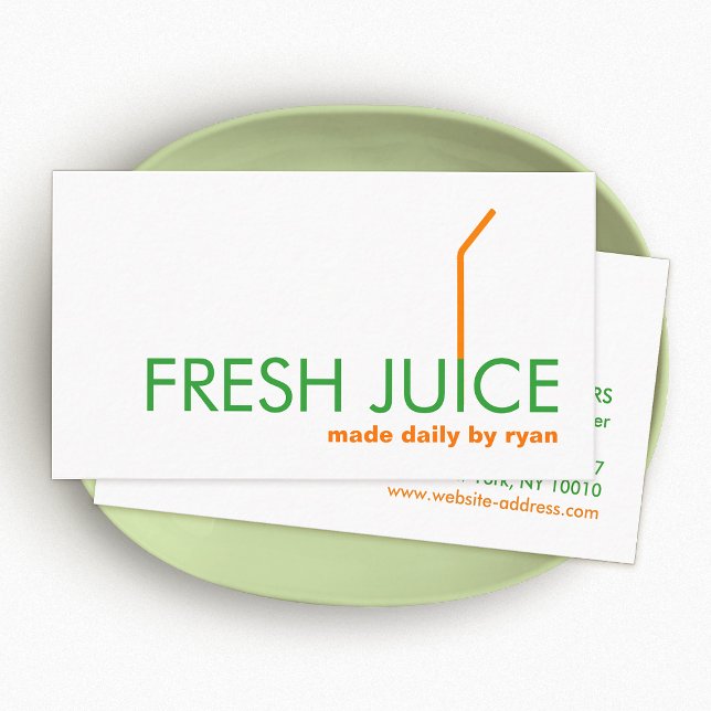Juicing Juice Bar Company Orange Straw Logo Business Card (Creator Uploaded)