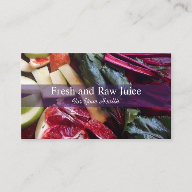 Juicing Nutritionist Food and Diet Health Business Card (Front)