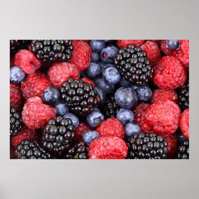 Juicy and Ripe Berry Fruit Medley Poster (Front)