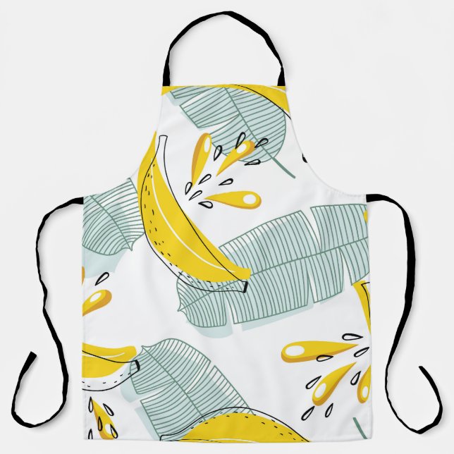 Juicy Bananas Bright Vintage Pattern Apron (Front)