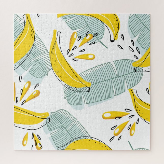 Juicy Bananas Bright Vintage Pattern Jigsaw Puzzle (Vertical)