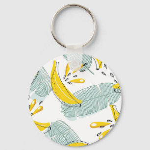 Juicy Bananas Bright Vintage Pattern Key Ring