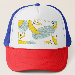 Juicy Bananas Bright Vintage Pattern Trucker Hat