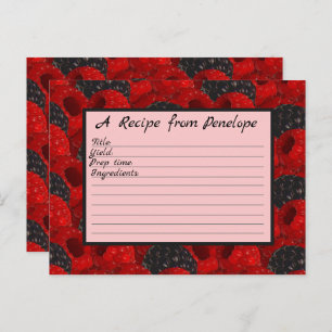 Juicy Berry Pattern and Name Write on Recipe Card