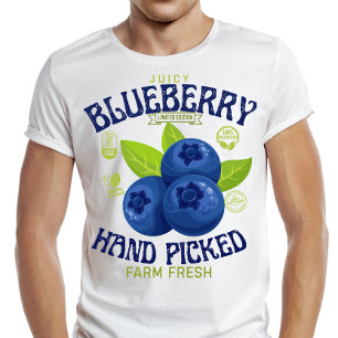 Juicy Blueberry Freshness Guaranteed Fruit Label  T-Shirt