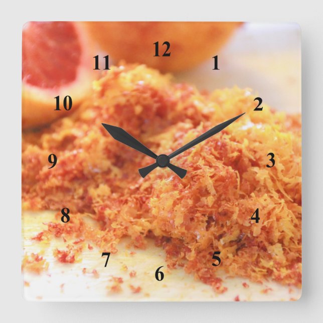 Juicy Citrus Blood Oranges and Zest Square Wall Clock (Front)