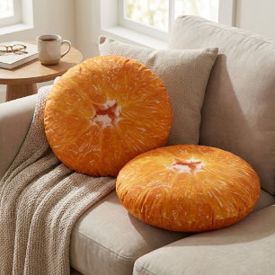 Juicy Citrus Fruit Decor - Vibrant Orange Slice Round Cushion