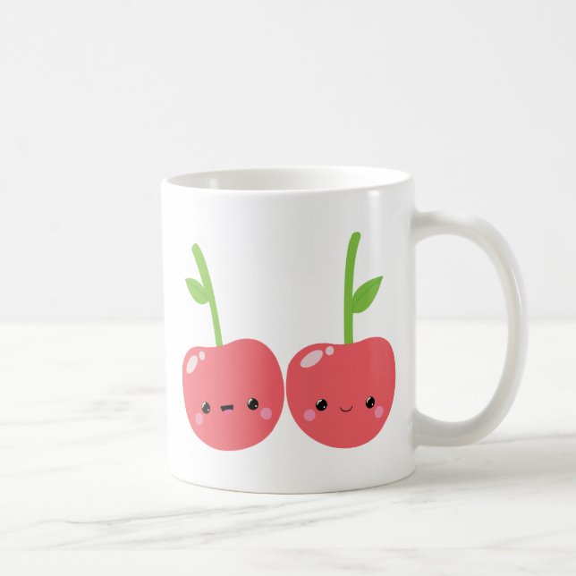 Juicy Cute Kawaii Cherries Coffee Mug (Right)