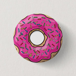 Juicy Delicious Pink Sprinkled Doughnut 3 Cm Round Badge
