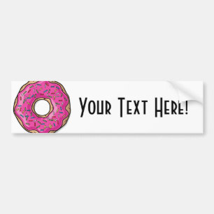 Juicy Delicious Pink Sprinkled Doughnut Bumper Sticker