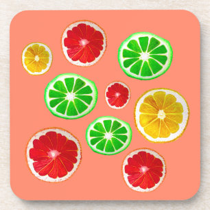 Juicy fruit colourful fruity pattern coaster
