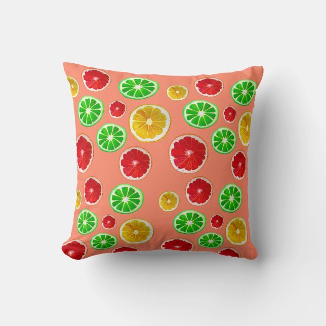 Juicy fruit colourful fruity pattern cushion (Front)