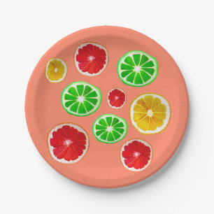 Juicy fruit colourful fruity pattern paper plate